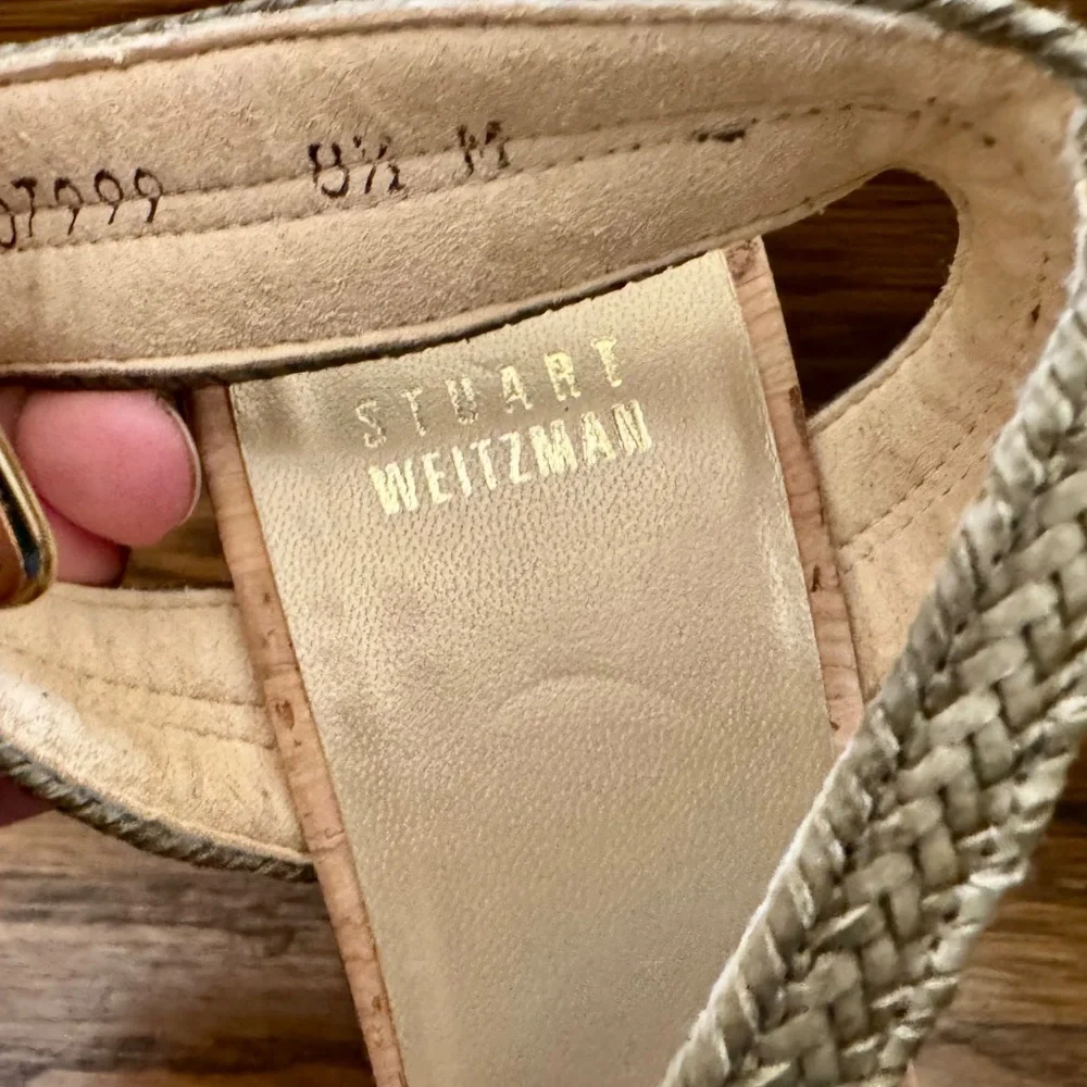 Stuart Weitzman Minx Wedges Cork Olive/Gray 8.5 - Picture 5 of 9